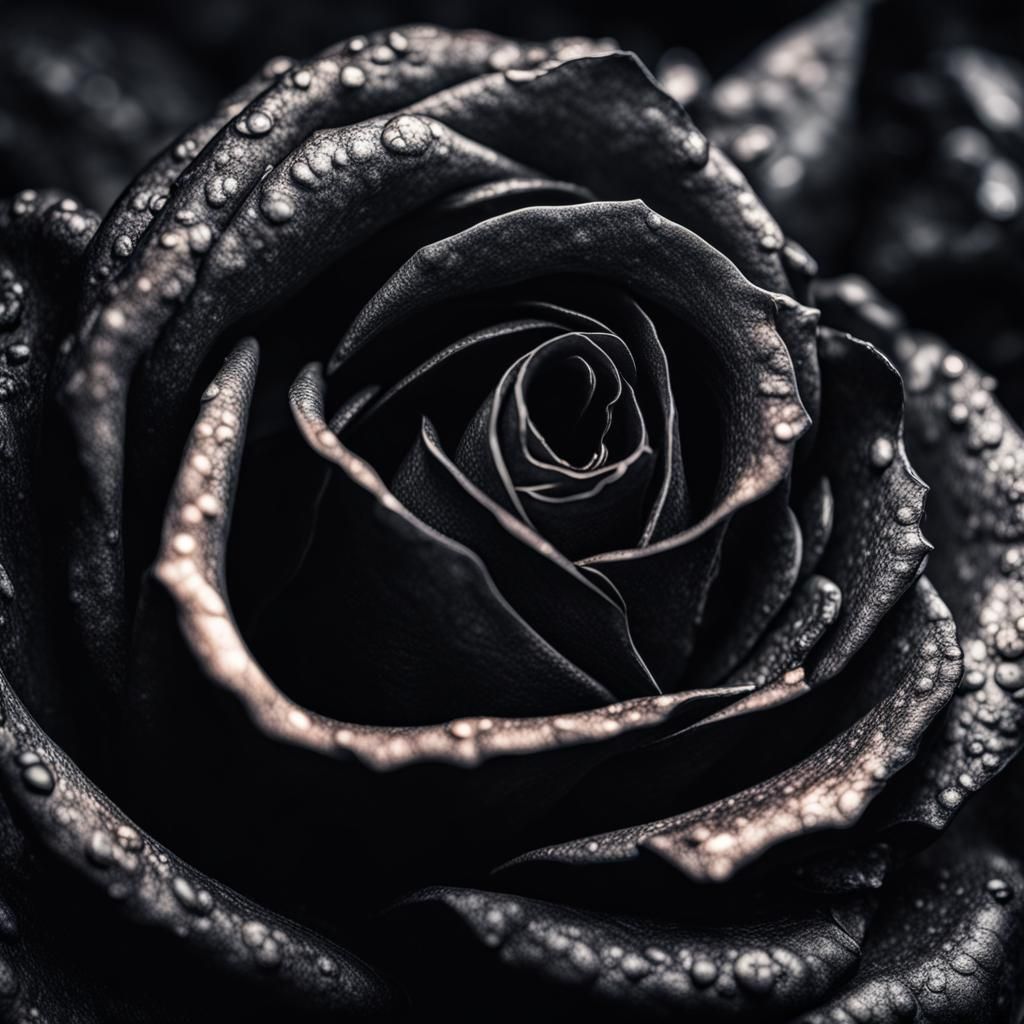 Dramatic Obsidian Rose in Hyperrealistic Style