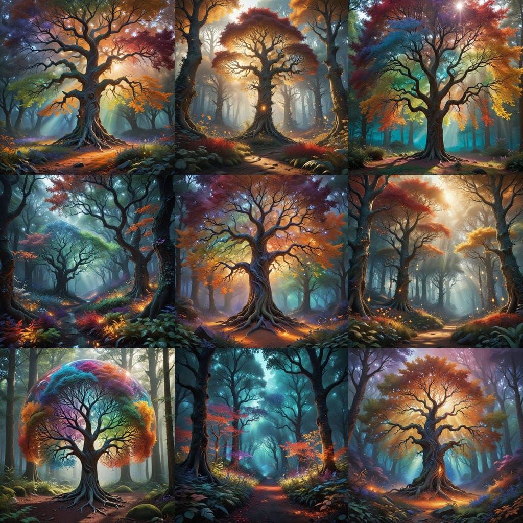 Spheres of Vibrational Virtue in Whimsical Druidic Landscape...