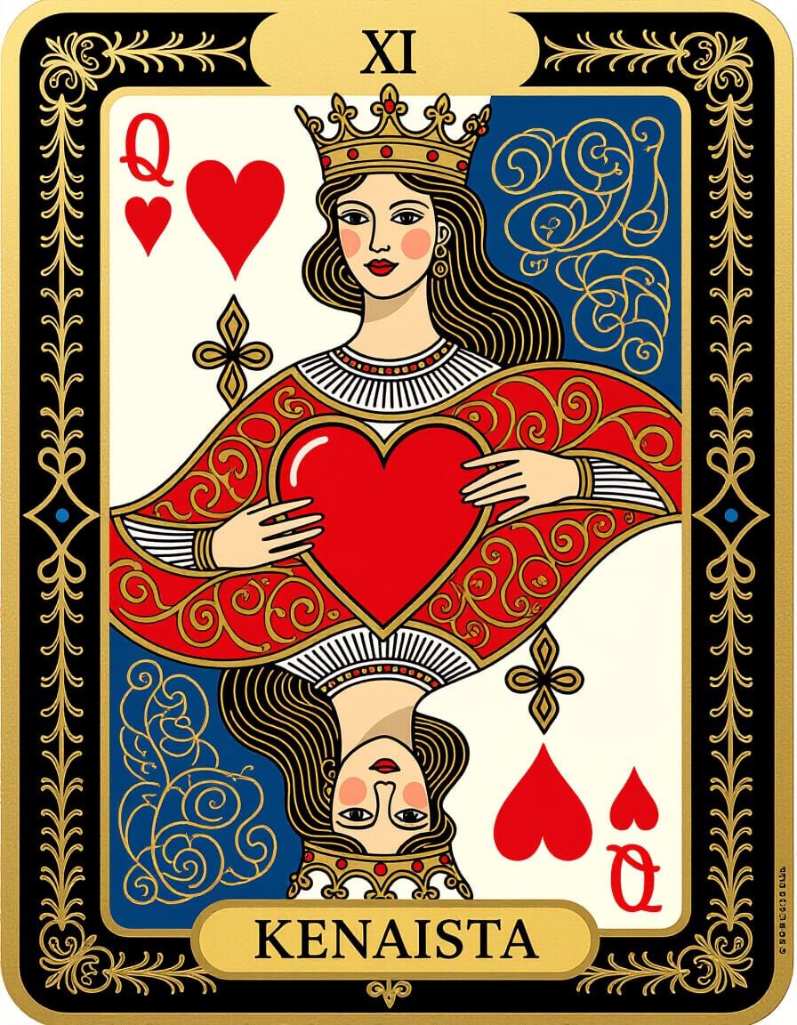 Queen of Hearts Tarot Card in Fantasy Art Style