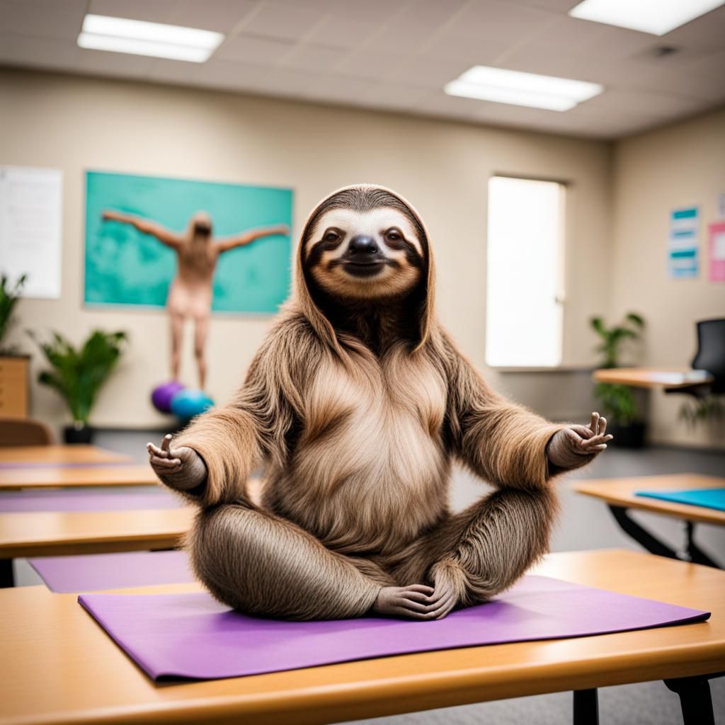 Sloth Doing Yoga in Class
