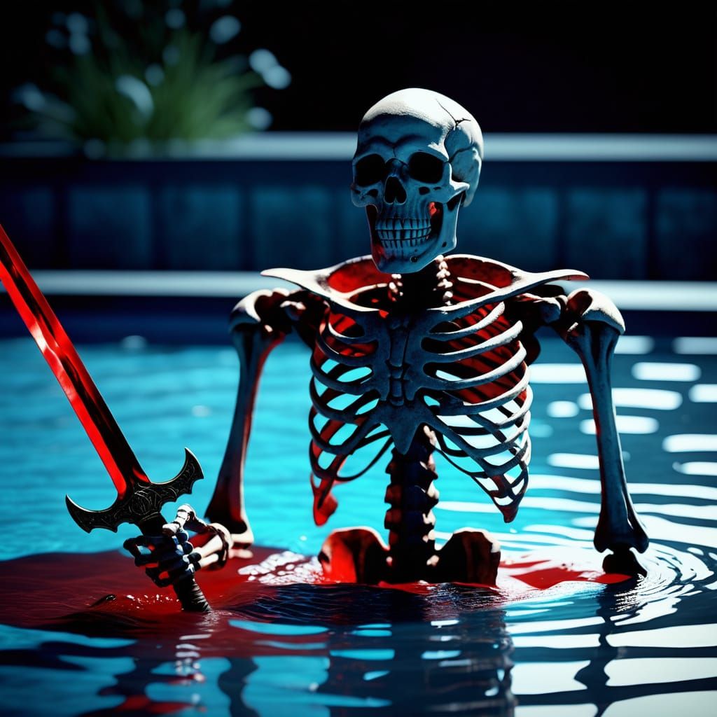 Skeleton Warrior with Bone Wings and Obsidian Sword