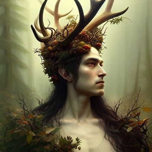 Autumn God of Harvest in Detailed Oil Painting