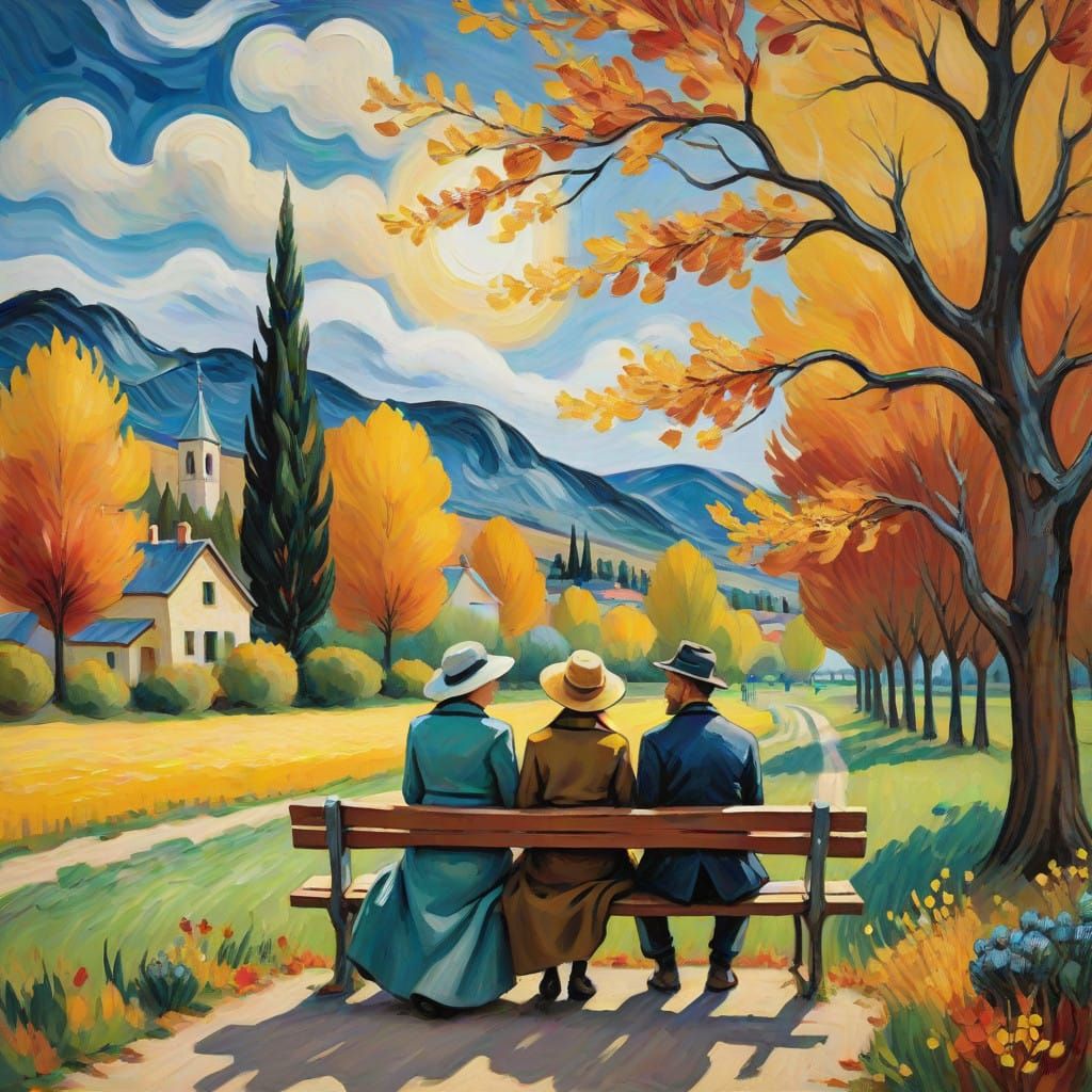 Joyful Couple Surprised by Majestic Deer in Vibrant Autumn L...