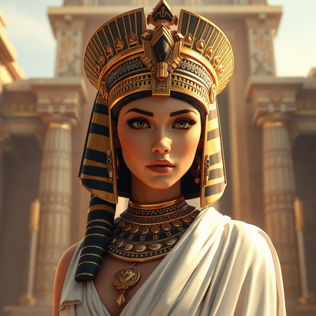 Cleopatra in Hyper-Realistic 3D Anime Style