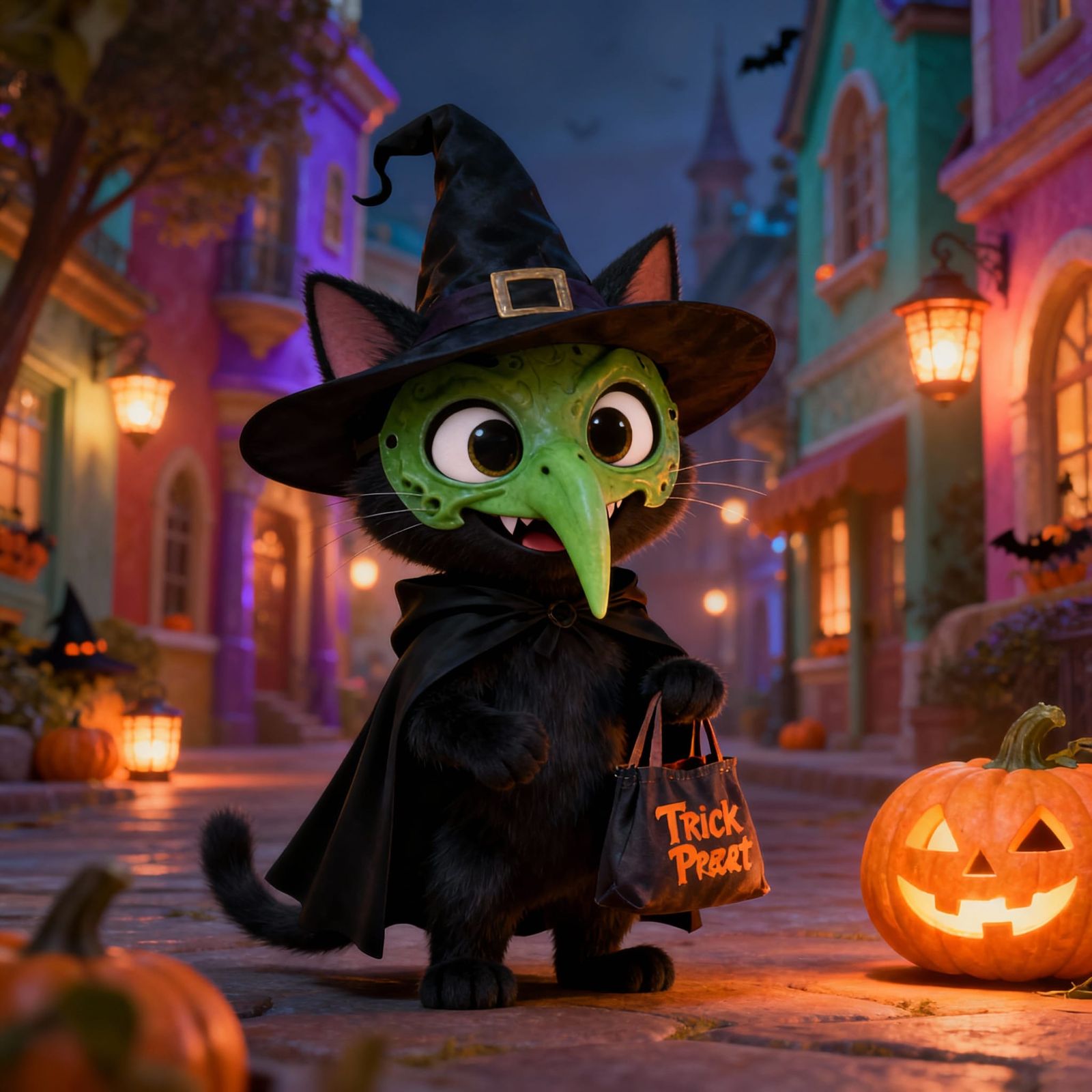 Black Cat Witch in Zootopia Pixar Style
