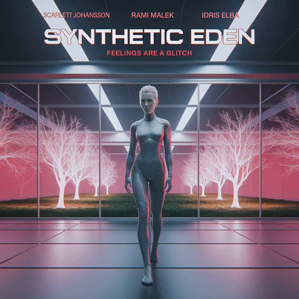 Synthetic Eden: Futuristic Sci-Fi Movie Poster