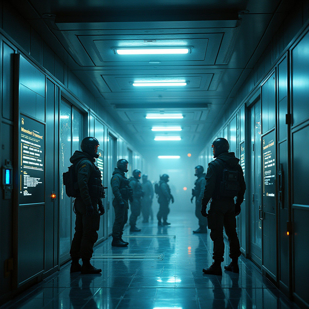 Cyberpunk Future Security System in Metallic Glory