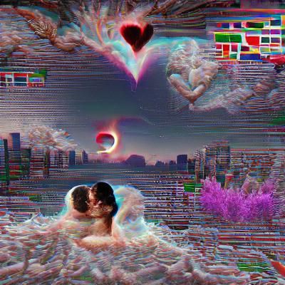 Two Souls Embrace as World Ends, 3D Render