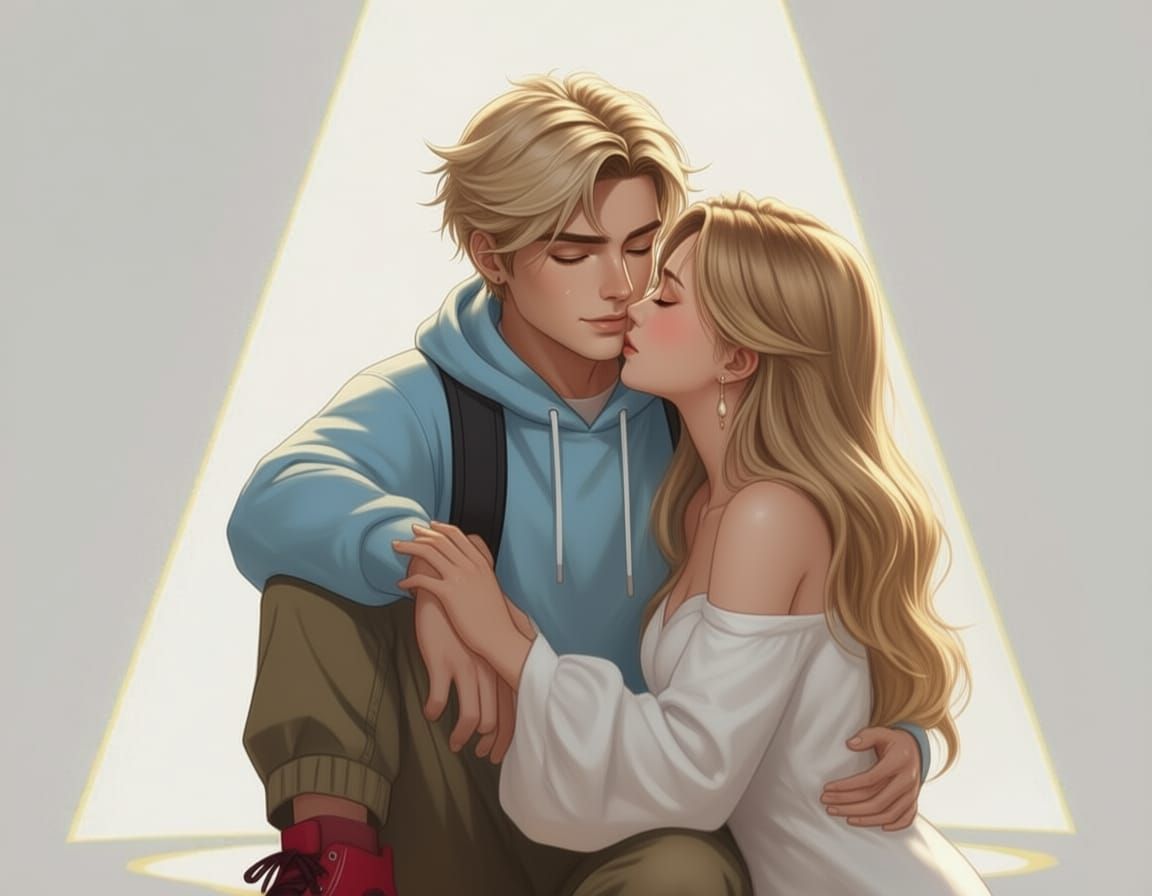 Couple in Love Embracing Warmly