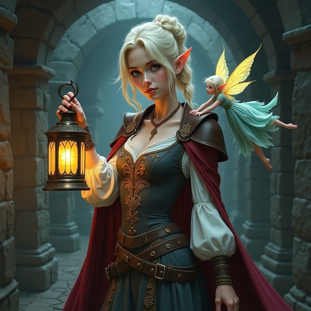 Half-Elf Rogue in Sewer, Fantasy Illustration