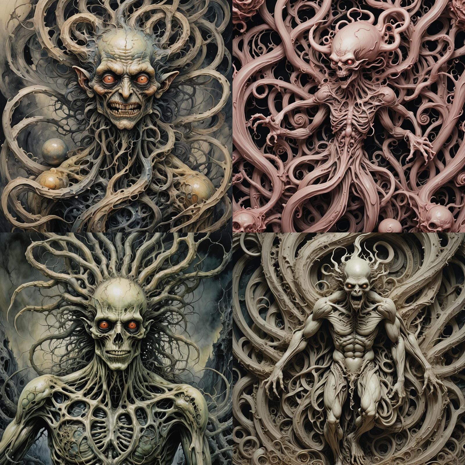 Demonic Porcelain Homunculus in Gouache Style