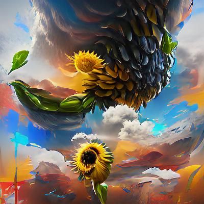 Sunflower Landscape in Acrylic Art Style