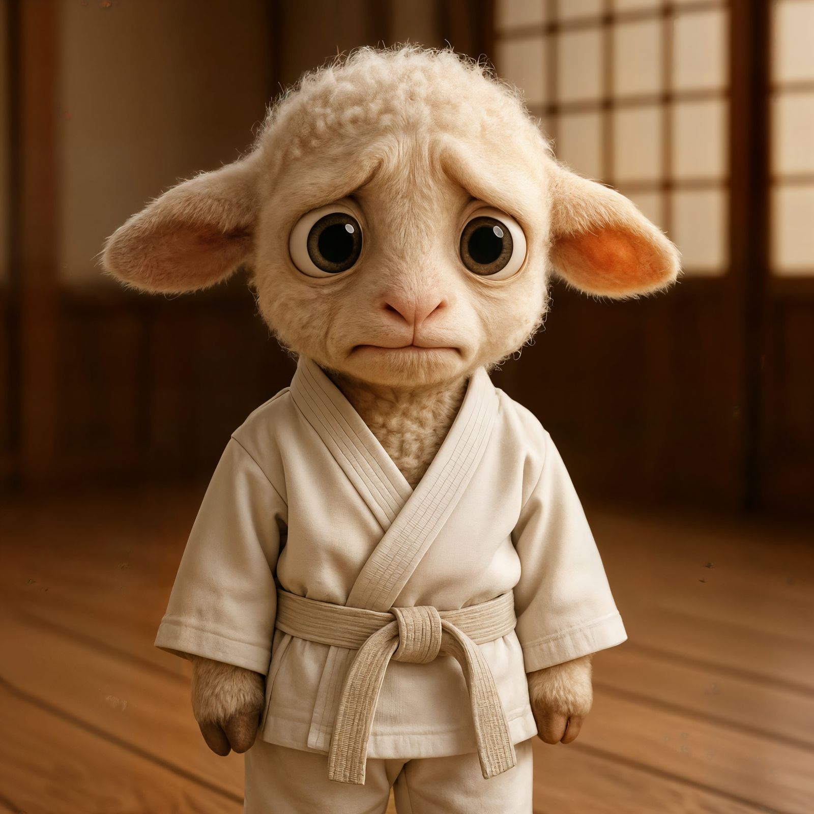 Nervous Lamb's First Karate Day: A CGI Render