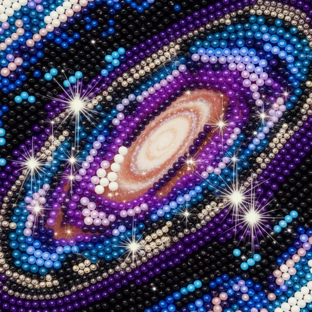 Galaxy Bead Pattern in Deep Blue, Violet, and Silver