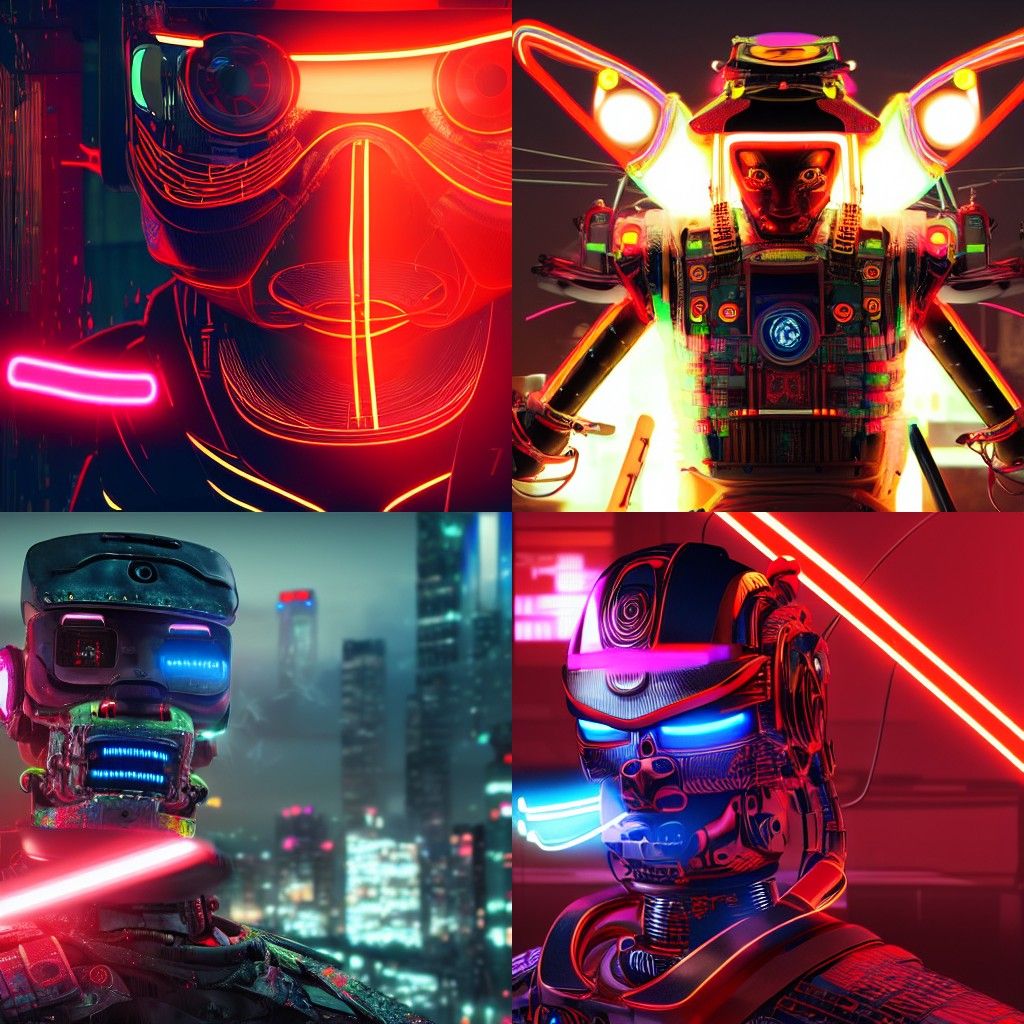 Neon Cyberpunk Robotic Samurai in 8K