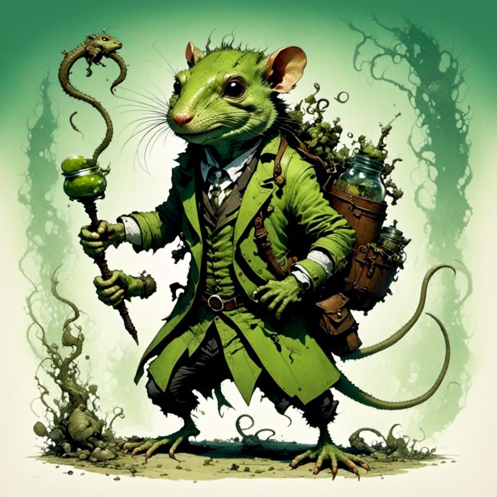 Mutant Rat-Man Miner Fantasy Character Illustration