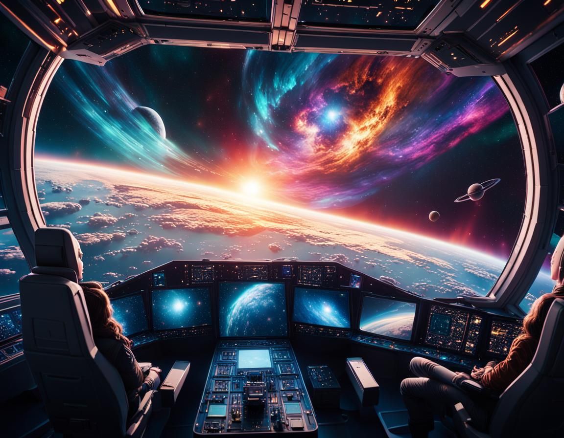 Luxurious Spacecraft View of Warping Stars