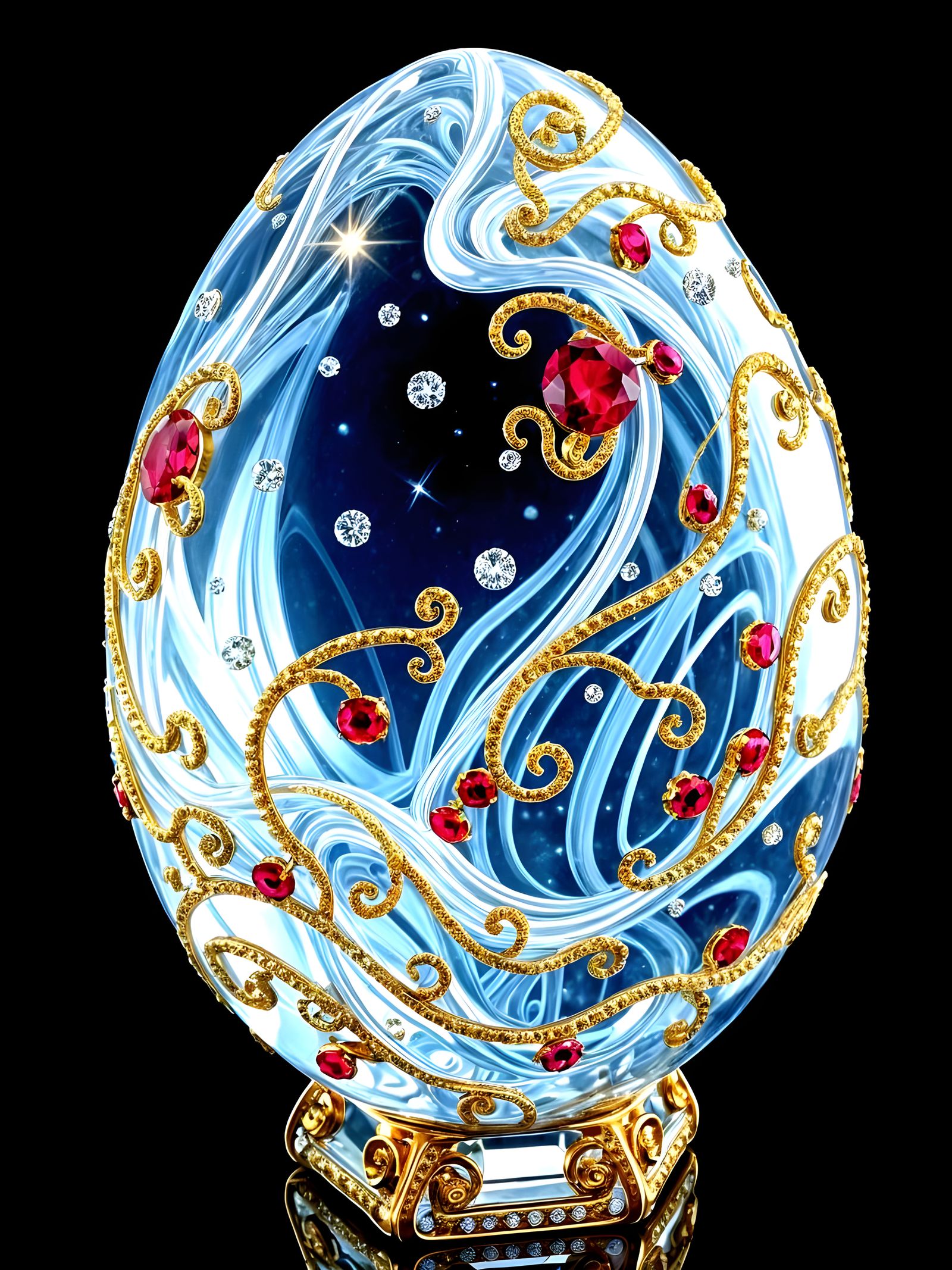 Ethereal Crystal Egg in Biomorphic Style by Zaha Hadid