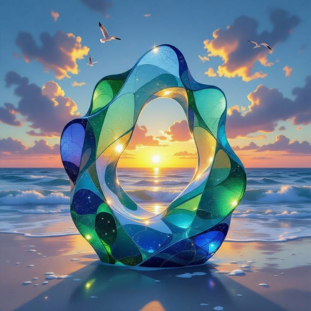 Fantastical Sea Glass Sculpture at Twilight