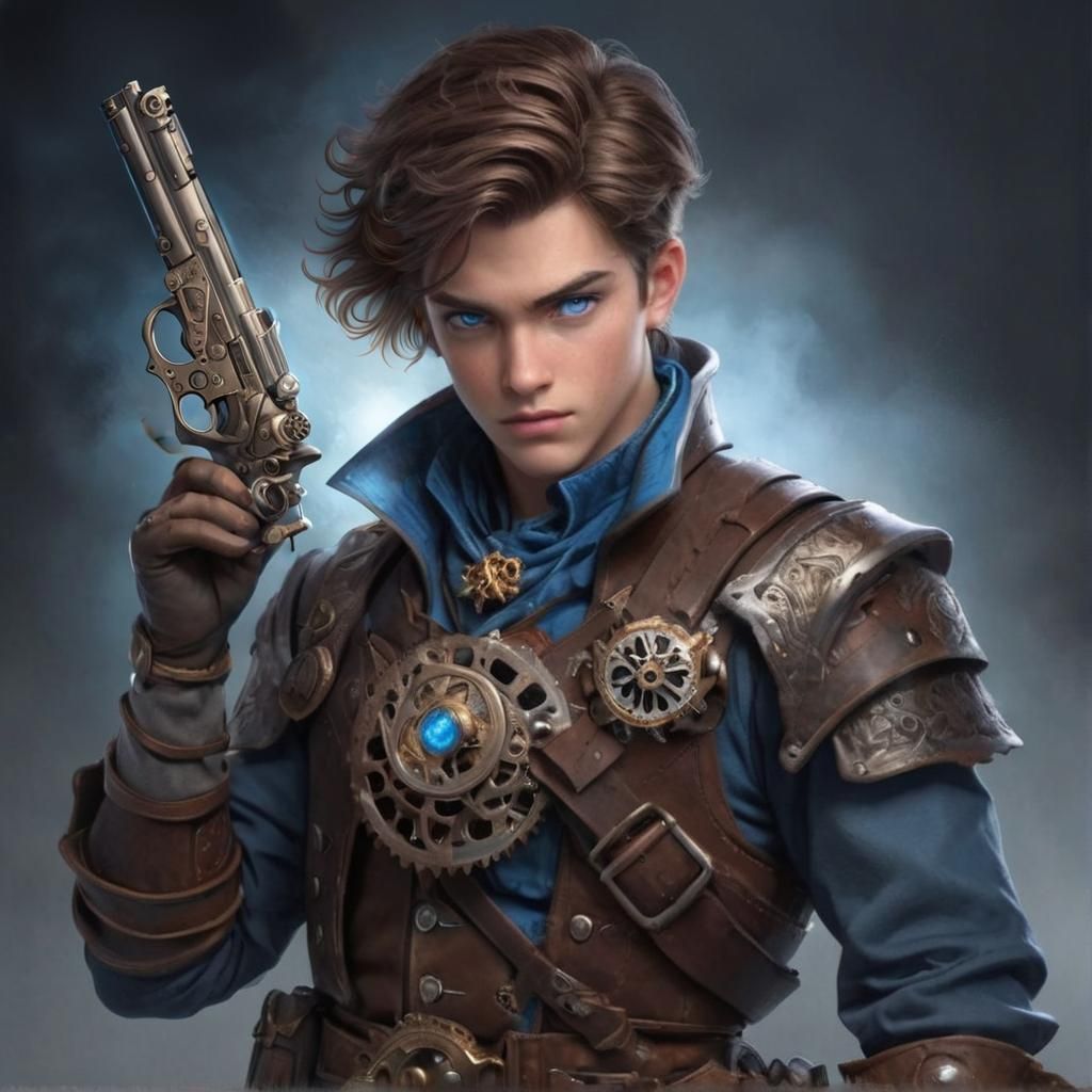 Steampunk Adventurer in Dark Fantasy Style