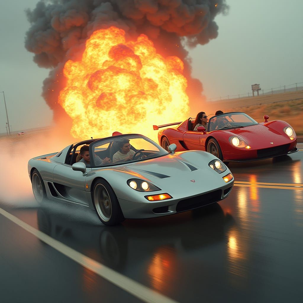 High-Octane Action in a Rain-Soaked Highway Showdown