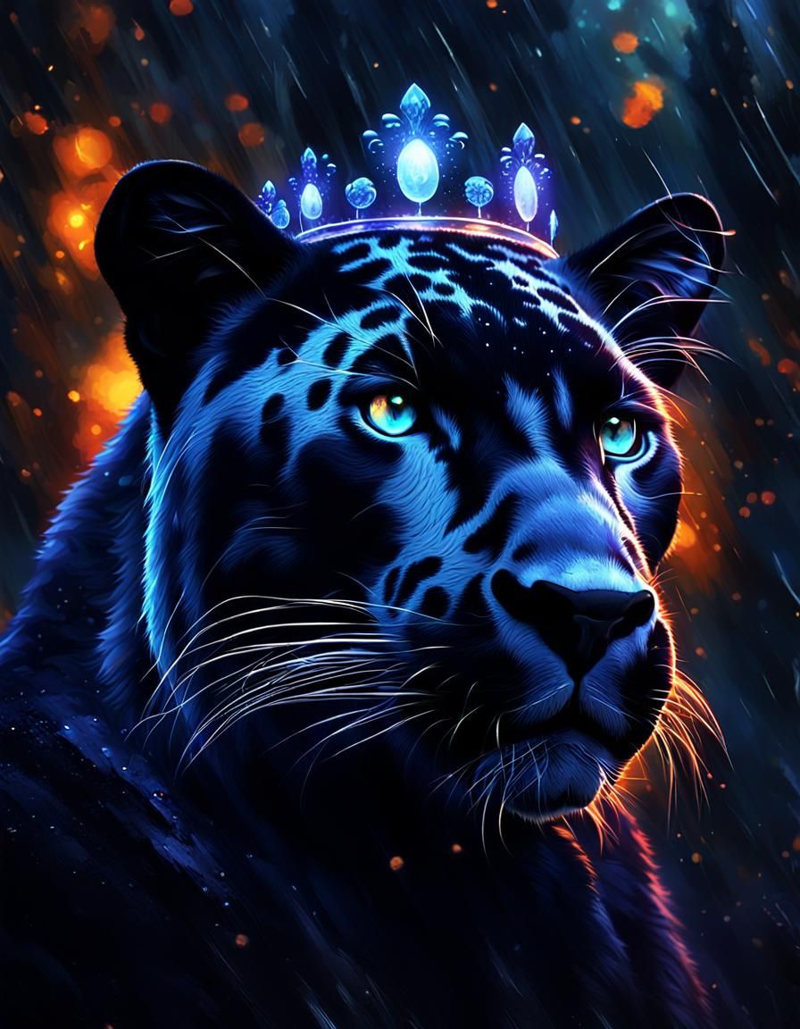 Mysterious Black Panther Queen in Rainy Forest