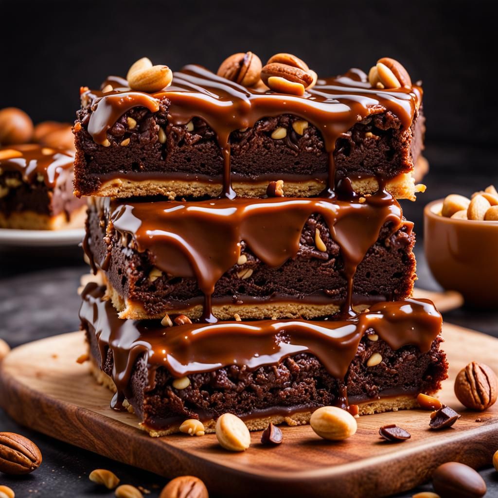 Decadent Layered Brownie Bar: Food Photography