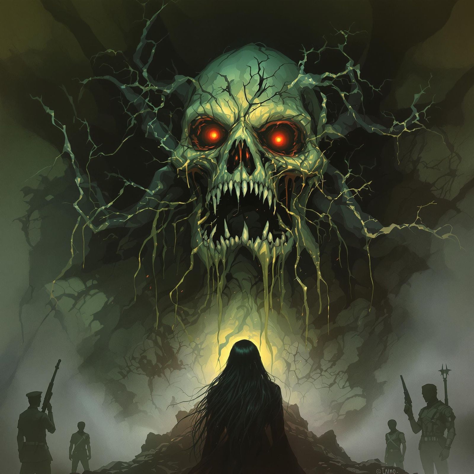 Defiant Woman in Gothic Horror Style