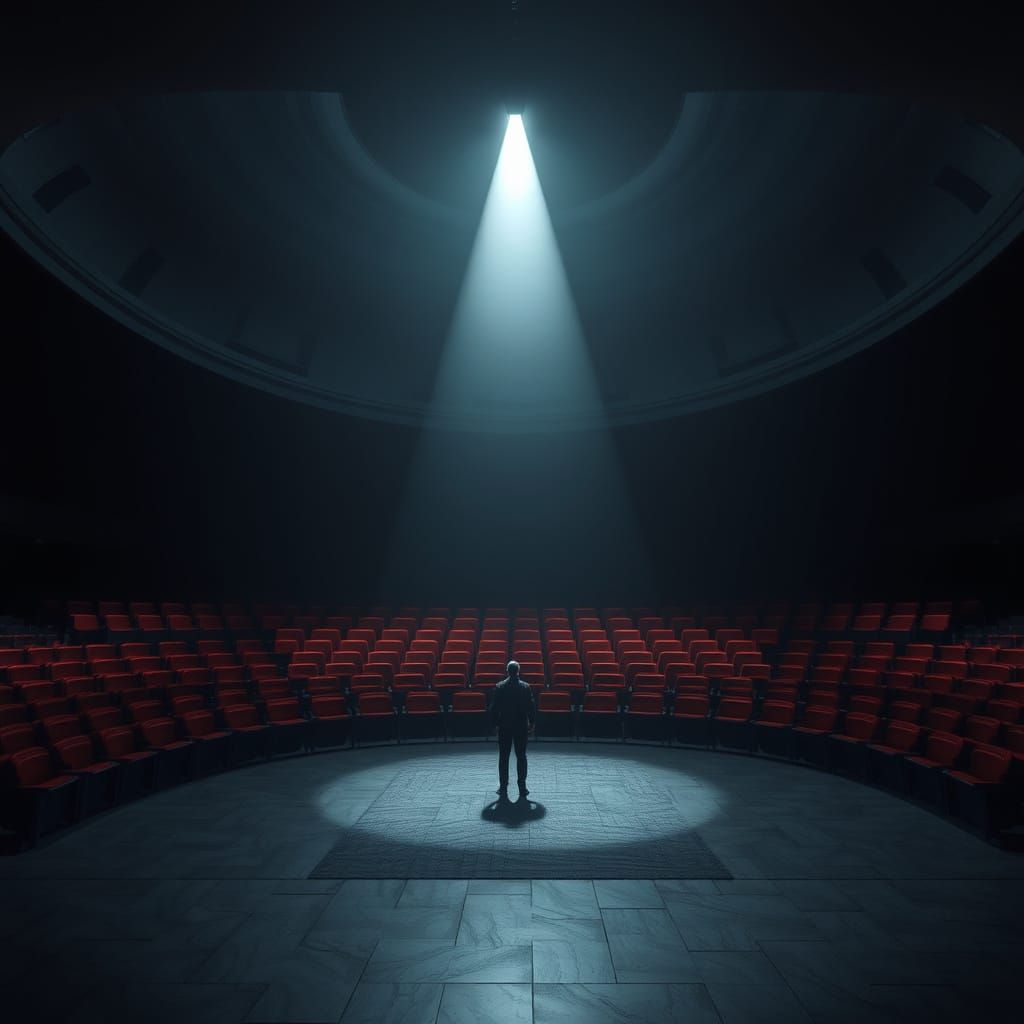 Dramatic Spotlight Illuminates Empty Stage