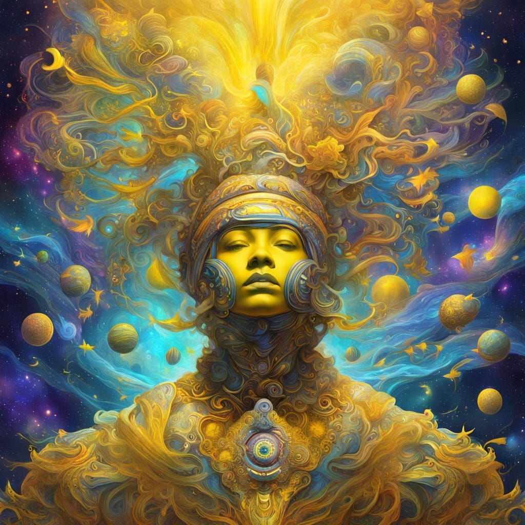 Mellow Yellow Astral Cosmic Art in 8K Holographic Style
