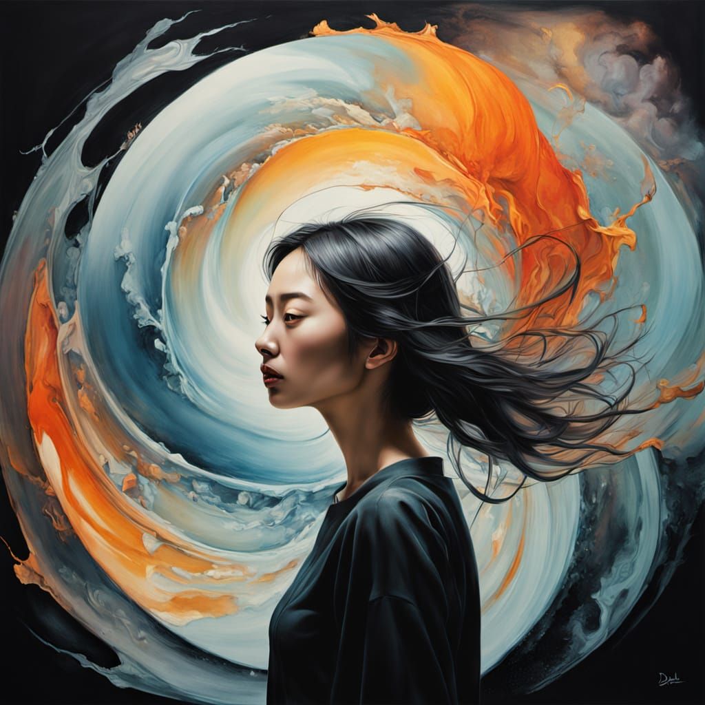 Ethereal Asian Woman in a Surreal Dreamworld