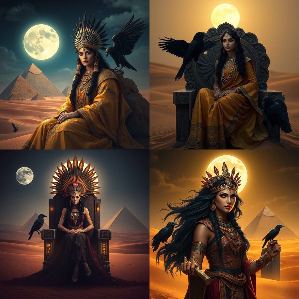 Indian Queen Reigns Under Moonlit Desert Skies
