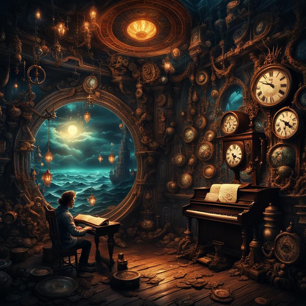 Surreal Clockscape in Detailed Matte Painting