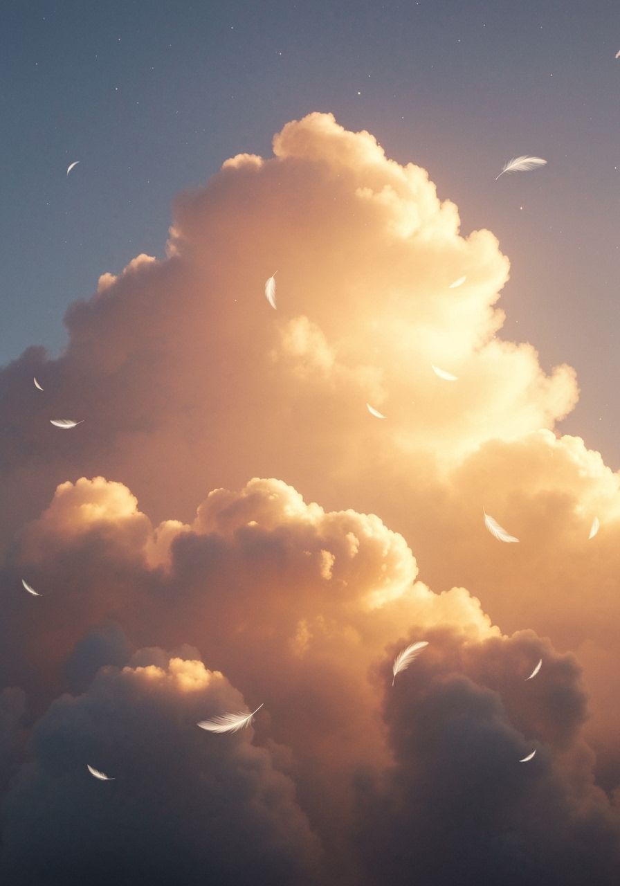 Golden Light Illuminates Ethereal Clouds in Surreal Style