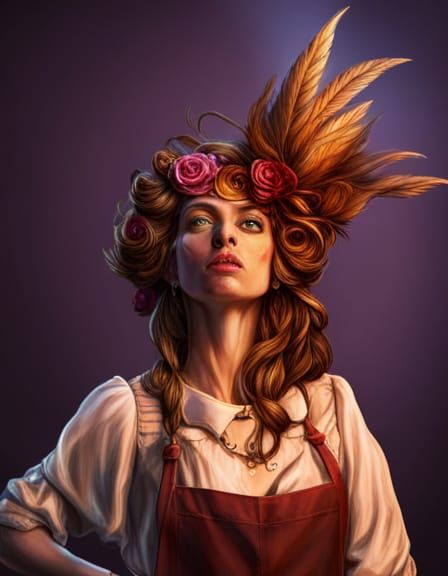 Hyperrealistic Vintage Kitchen Witch: Detailed Concept Art