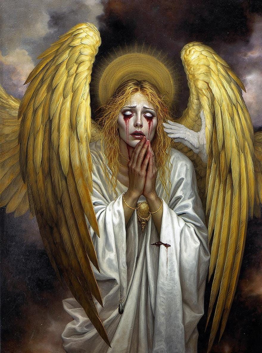 Angel of Despair in Dramatic Lighting