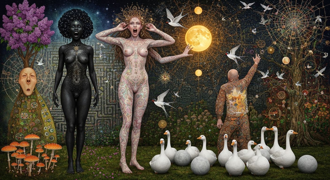 Cosmic Goddesses in Dramatic Sun and Moon Capture