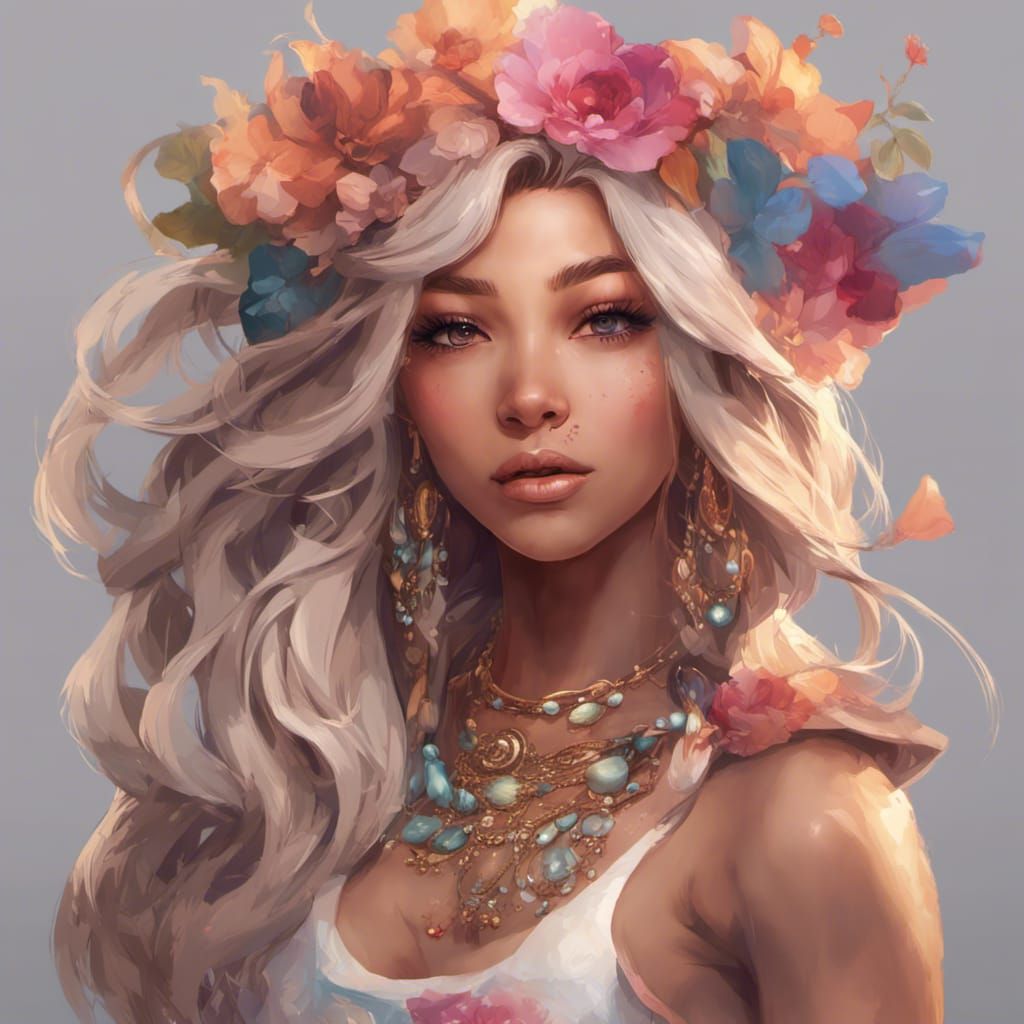 Hyperdetailed Gyaru Portrait in Digital Art Style