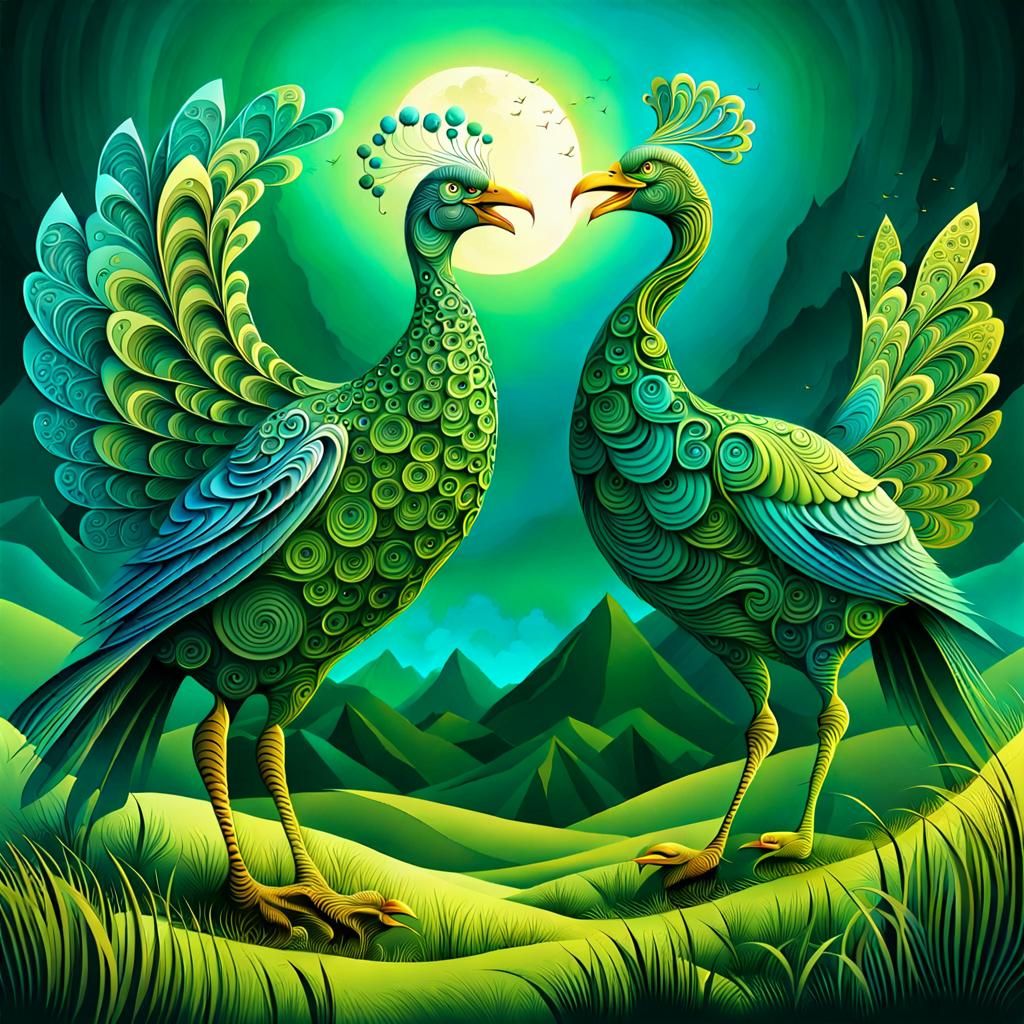 two big birds in love