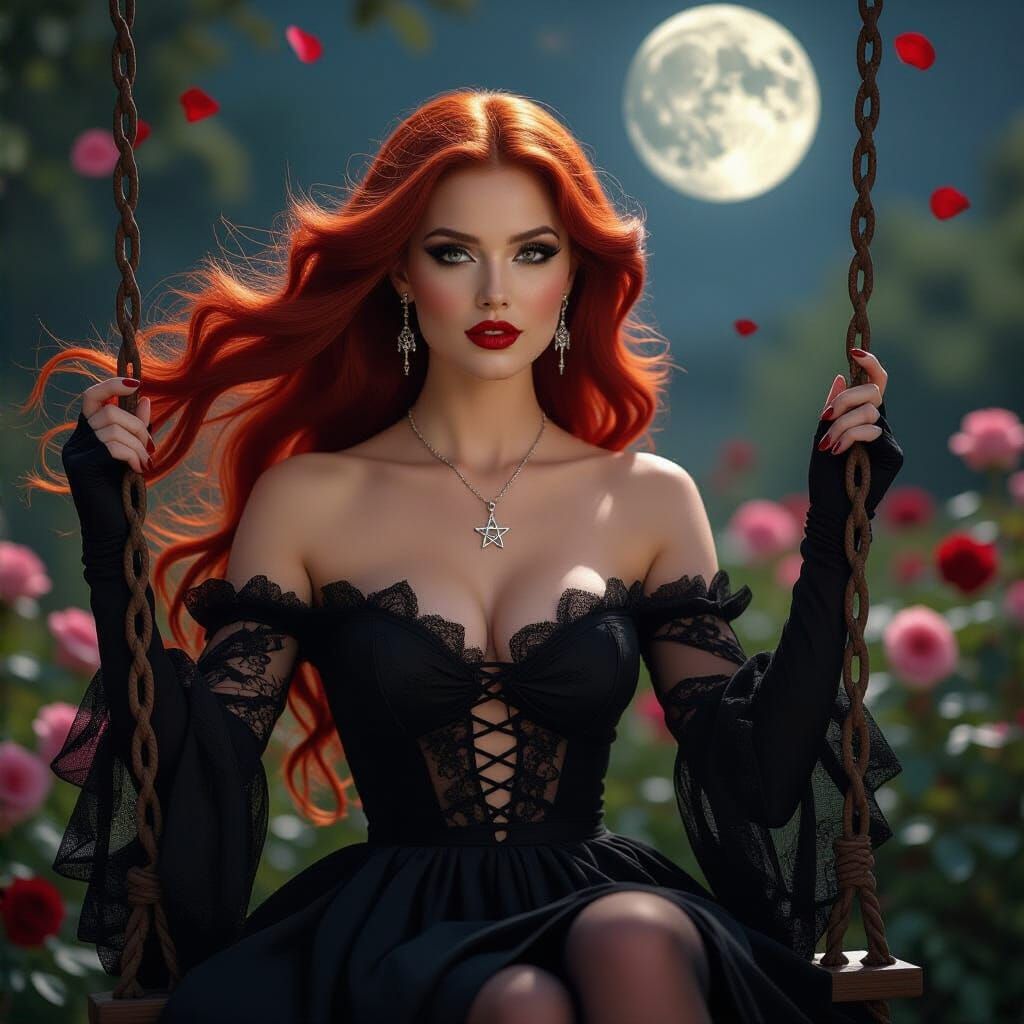 Goddess in Rose Garden: Cinematic Film Still