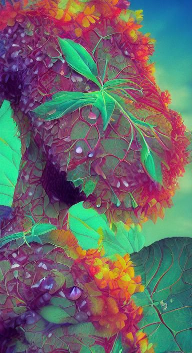 Surreal Photosynthesis Plants in Hyperrealistic Splash Art