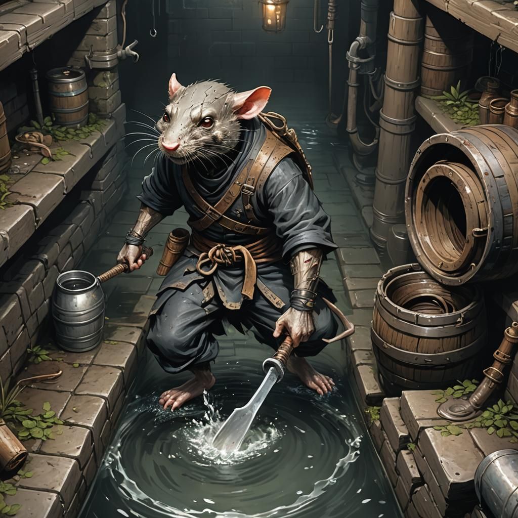 Sewer Ninja: Ratman Assassin in Fantasy Art