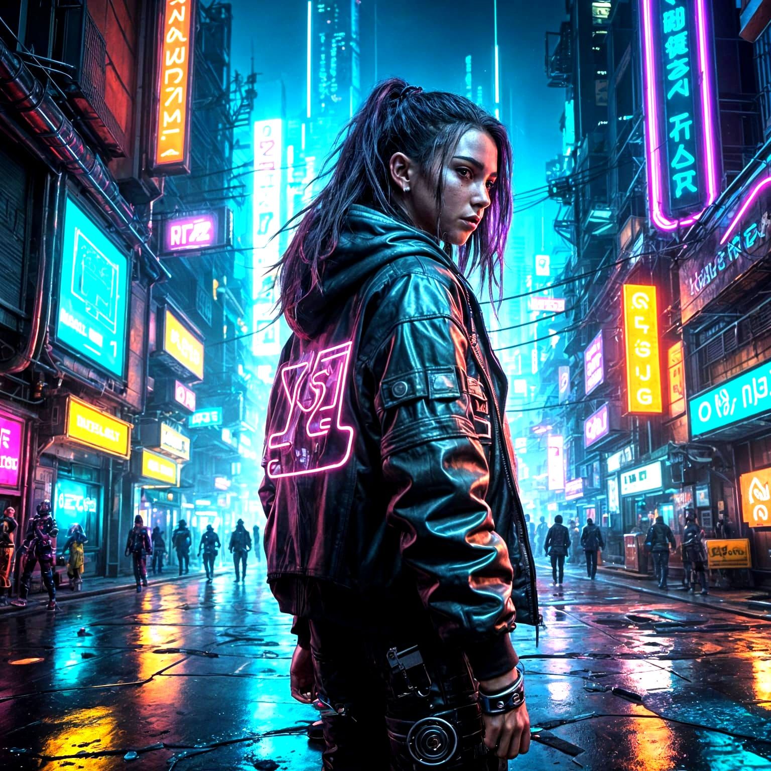 Futuristic Cyberpunk Cityscape with Neon Highlights