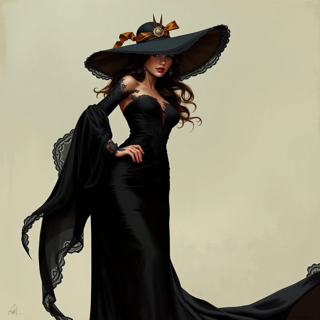 Mysterious Lady in Victorian-Inspired Attire