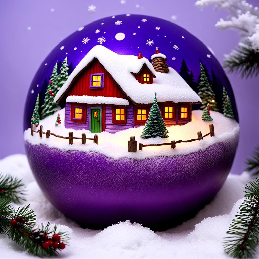 Hyperrealistic Snow Globe on a Sand Dune at Dawn