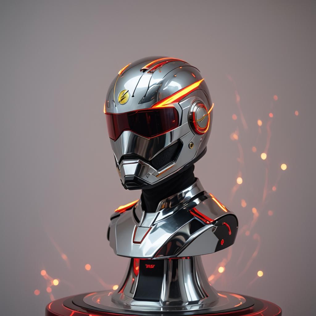 Chrome Helmet with Lightning Accents in Showroom