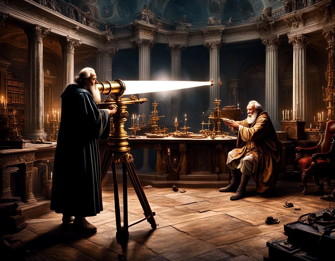 "Galileo Galilei Discovering -Telescope improvements, heliocentrism defense, law of falling bodies."