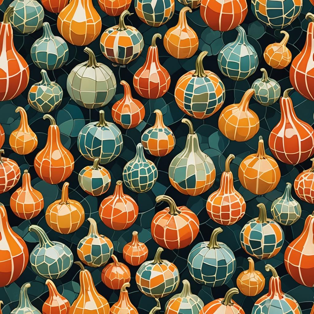 Abstract Geometric Gourds in Vivid Futuristic Illustration