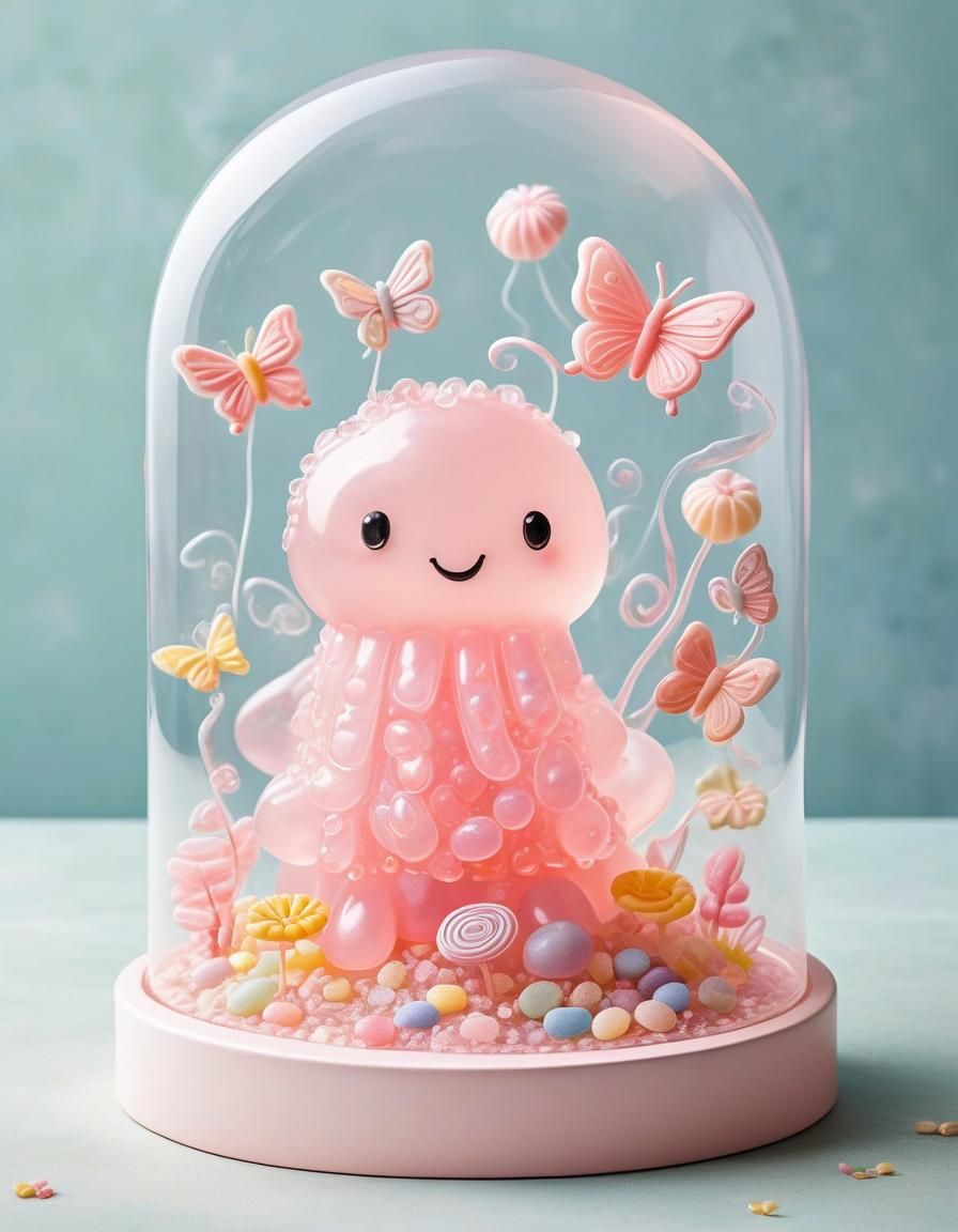 Whimsical Jelly Sculpture in Pastel Garden