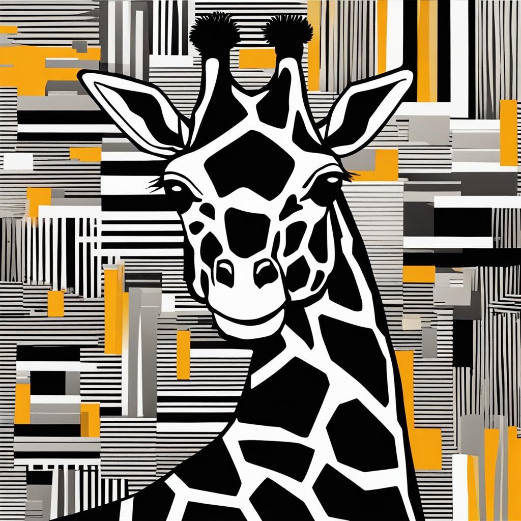 Giraffe in Black and White Suit: Abstract Art